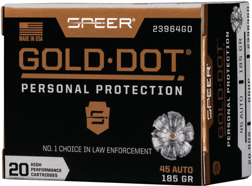 Speer 23964GD Gold Dot Personal Protection Hollow Point 185 Grain .45 ACP/Auto 1050 fps