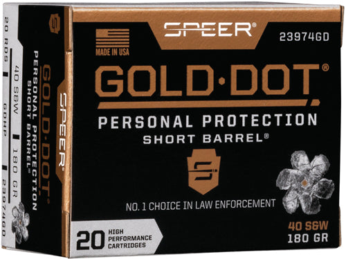 Speer .40 S&W Gold Dot Short Barrel 180gr HP Ammo