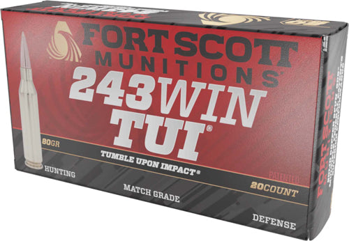 Fort Scott Munitions 243080SCV Tumble Upon Impact (TUI) Solid Copper Spun 80 Grain .243 Winchester 3479 fps