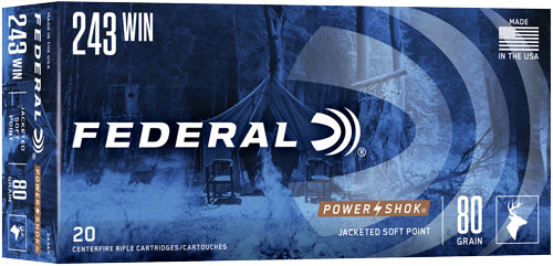 Federal .243 Winchester PowerShok 80gr JSP Ammo