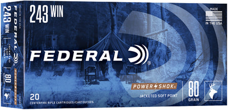 Federal .243 Winchester PowerShok 80gr JSP Ammo