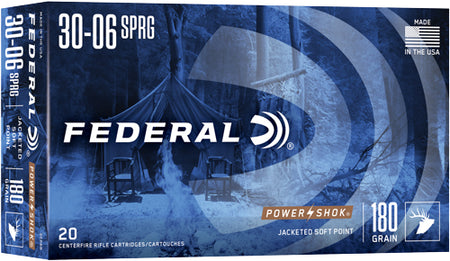 Federal .30-06 Springfield PowerShok 180gr JSP Ammo