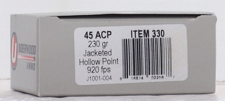 Underwood Ammo 330 Sporting Jacketed Hollow Point 230 Grain .45 ACP/Auto