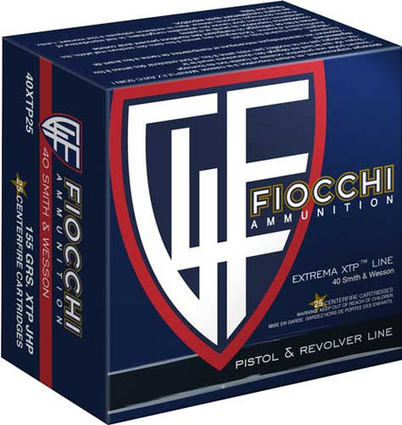 Fiocchi 40XTP25 Hyperformance Hornady XTP Hollow Point 155 Grain .40 S&W 1160 fps