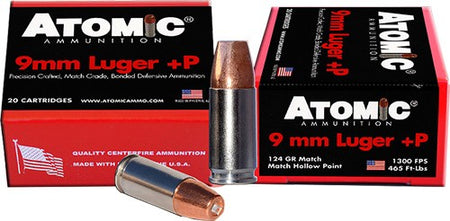 Atomic 454 Precision Craft Bonded Match Hollow Point 124 Grain 9mm Luger/Parabellum 1300 fps