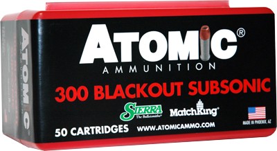 Atomic .300 AAC Blackout Subsonic 220gr BTHP Ammo