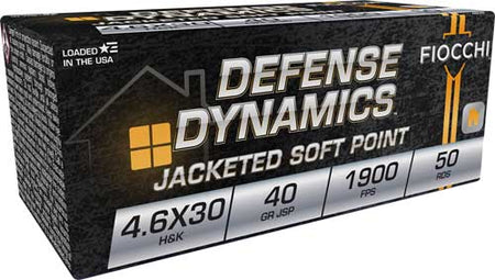 Fiocchi 4.6x30mm HK Defense Dynamics 40gr JHP Ammo