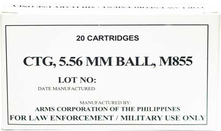 Armscor 5.56x45mm NATO M855 62gr FMJ Ammo