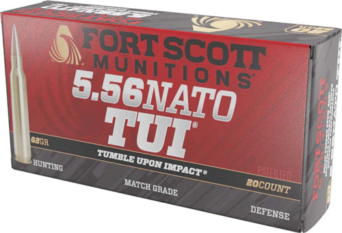 Fort Scott Munitions 556062SBV1 Tumble Upon Impact (TUI) Solid Brass Spun 62 Grain 5.56x45mm NATO 3200 fps