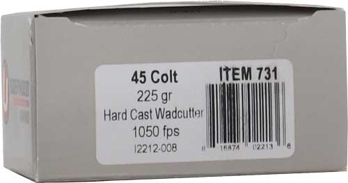 Underwood Ammo 731 Wadcutter Black Cherry Coated Hard Cast 225 Grain .45 Long Colt