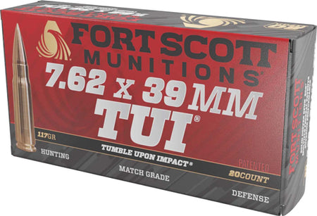 Fort Scott Munitions 7.62x39mm TUI 117gr Solid Copper Spun Ammo