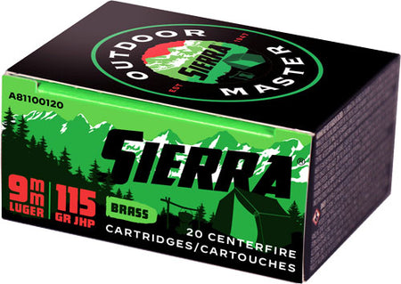 Sierra 9mm Outdoor Master 115gr JHP Ammo