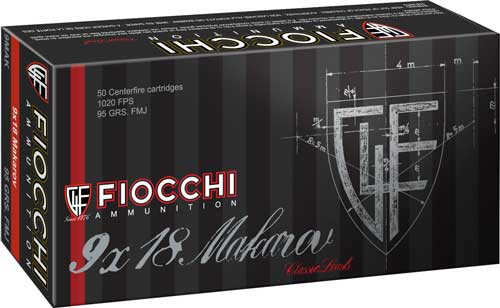 Fiocchi 9mm Makarov Heritage 95gr FMJ Ammo