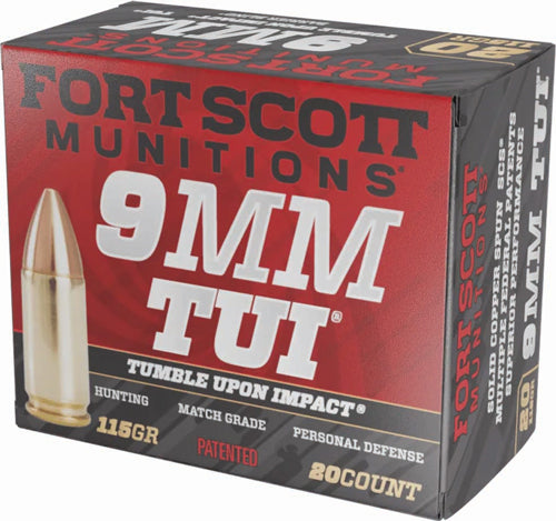 Fort Scott Munitions 9MM115SCV Tumble Upon Impact (TUI) Solid Copper Spun 115 Grain 9mm Luger/Parabellum 1140 fps