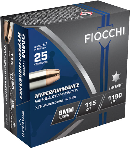 Fiocchi 9mm Luger Hyperformance 115gr XTP HP Ammo