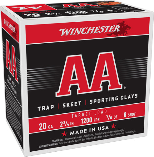 Winchester AA Target Load 20 Gauge 2.75'' 7/8 oz #8 Shot - 250 Rounds