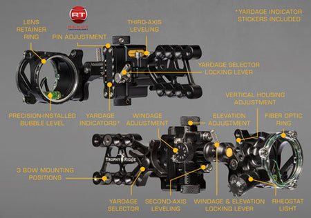 TROPHY RIDGE BOW SIGHT REACT ALPHA 1-PIN .019 RH BLACK