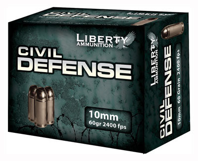 Liberty Ammunition 10mm Auto Civil Defense 60gr Fragmenting HP Ammo