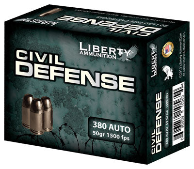 Liberty Ammunition .380 ACP Civil Defense 50gr Fragmenting HP Ammo