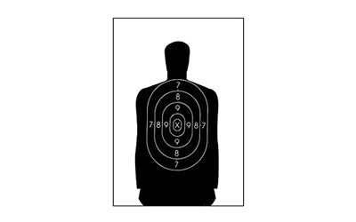 Action Target B-34 Qualification Target, 25 Yard Reduction Of B-27 Police Silhouette, Black, 17.5"x23", 100 Per Box B-34-100