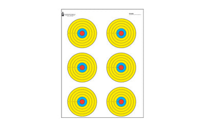 Action Target Action Target, PR-BE6, High Visibility Fluorescent Yellow, 6 Bull's-Eye Target, Blue/Red/Yellow, 17.5"x23", 100 Per Box PR-BE6-100