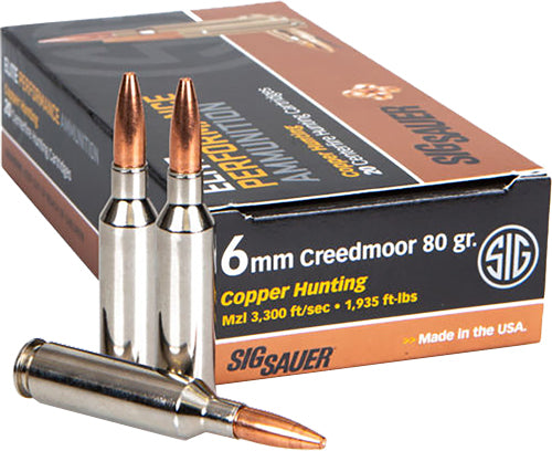 Sig Sauer 6mm Creedmoor Elite Performance 80gr Solid Coper Ammo