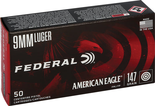 Federal 9mm Luger American Eagle Subsonic 147gr FMJ FP Ammo
