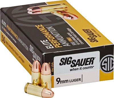 Sig Sauer 9mm Luger / Parabellum Elite Performance 124gr FMJ Ammo