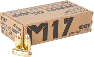 Sig Sauer 9mm Luger / Parabellum Military Grade M17 V-Crown + P 124gr FMJ Ammo