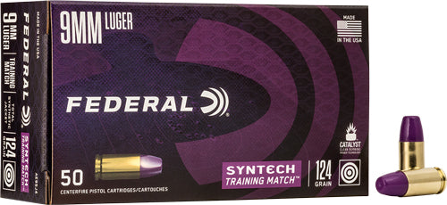 Federal 9mm Luger Syntech Training Match 147gr Syntech Jacket Flat Nose Ammo