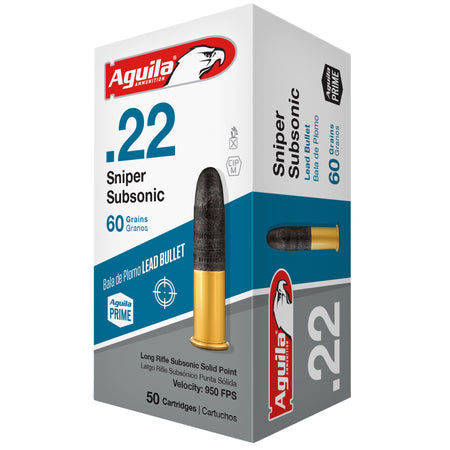 Aguila .22 Long Rifle Sniper Subsonic 60gr Solid Ammo