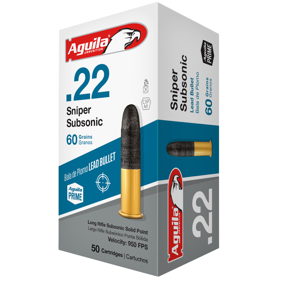 Aguila .22 Long Rifle Sniper Subsonic 60gr Solid Ammo