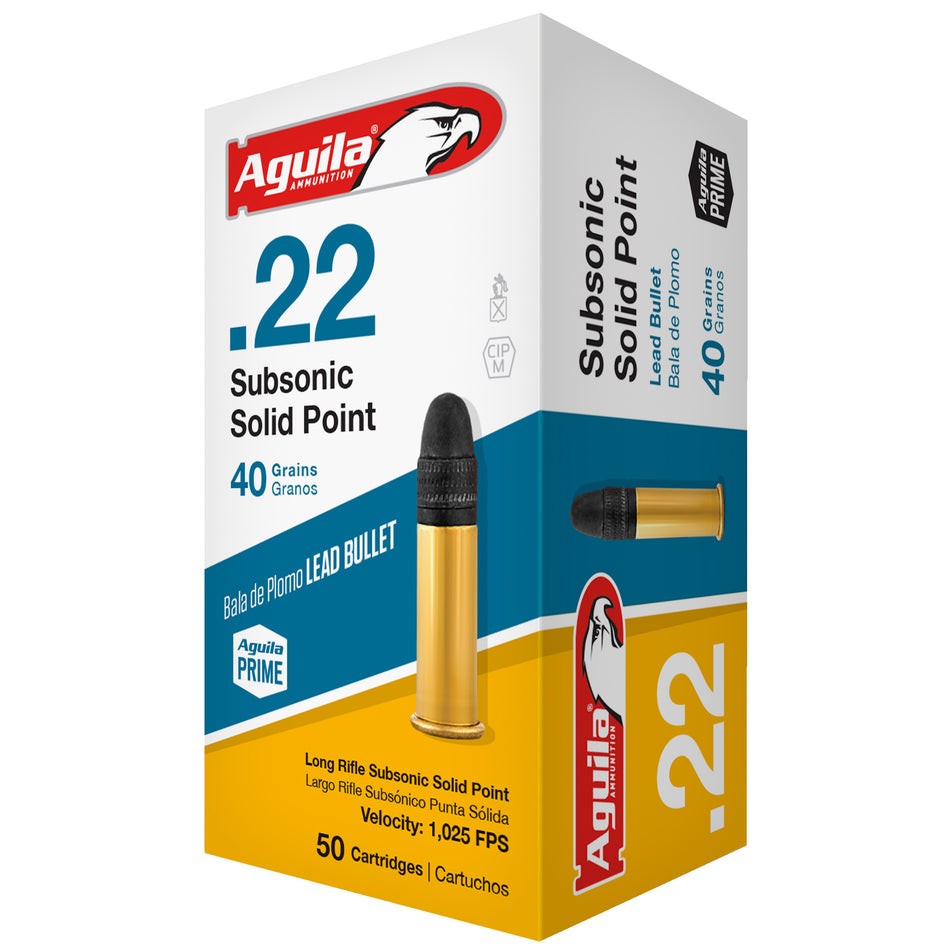 Aguila .22 LR Subsonic 40gr Lead Solid Point Ammo