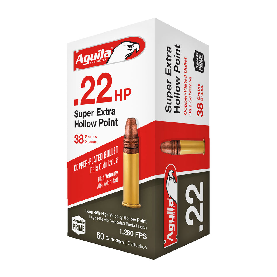 Aguila 1B220335 Super Extra High Velocity LEAD HOLLOW POINT 38 Grain .22 Long Rifle 1280 FPS.