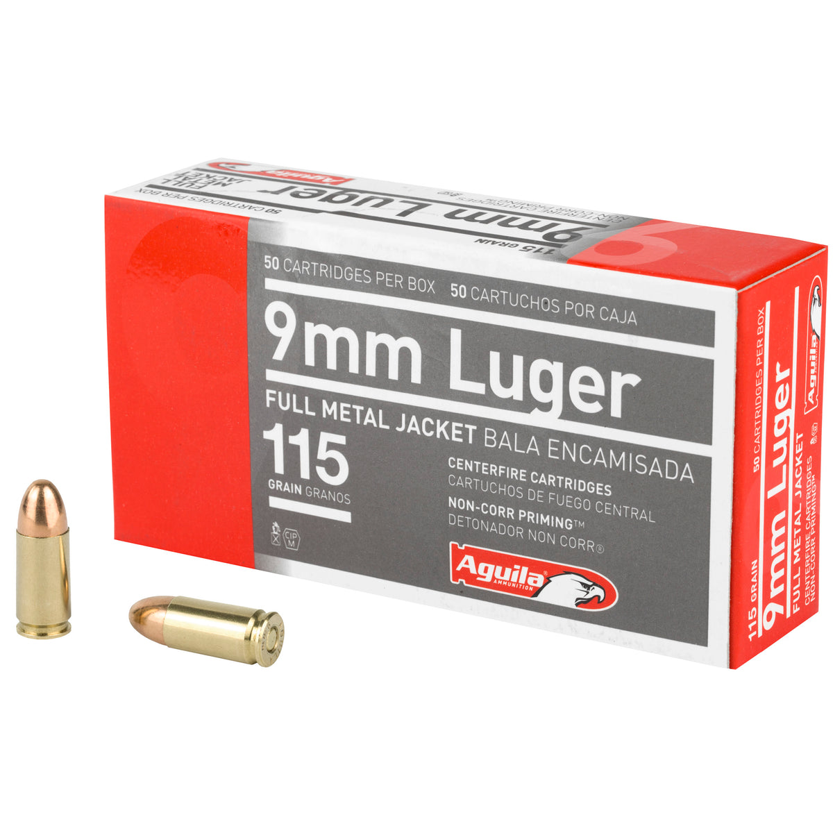 Aguila 9mm Luger 115gr FMJ Ammo