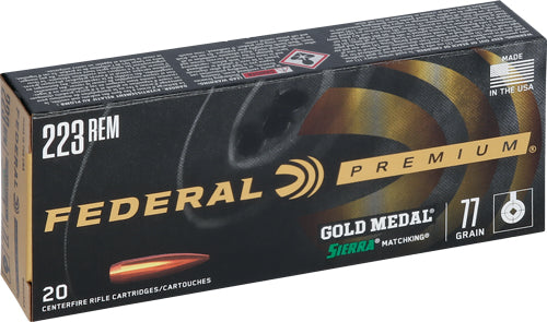 Federal .223 Rem Gold Medal 77gr Sierra MatchKing BTHP Ammo