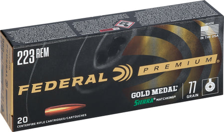 Federal .223 Rem Gold Medal 77gr Sierra MatchKing BTHP Ammo