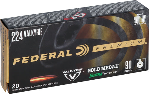 Federal .224 Valkyrie Gold Medal 90gr MatchKing BTHP Ammo