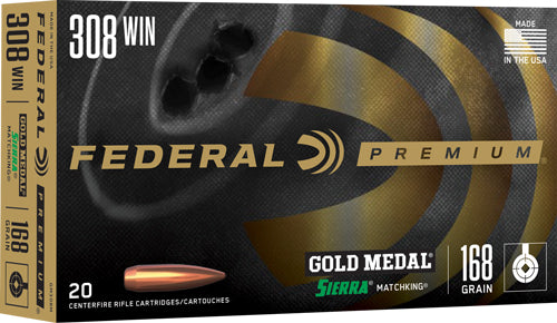 Federal Gold Medal Match .308 Win 168gr Sierra MatchKing Hollow Point Ammo