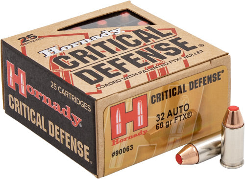 Hornady .32 ACP Critical Defense 60gr PolyTip Ammo