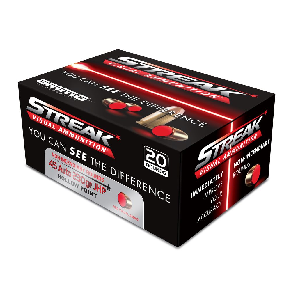 Ammo Inc .45 ACP/Auto Streak Visual RED 230gr JHP Ammo
