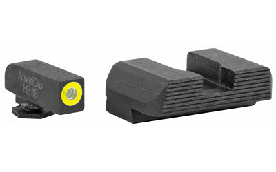 AmeriGlo Protector, Sight, Fits GLOCK 17/19/22/23/24/26/27/33/34/35/37/38/39, Green Tritium LimeGreen Lumi Round Outline Front, Black Serrated Rear GL-701