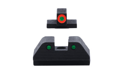 AmeriGlo Trooper, Night Sight, For Smith & Wesson M&P M2.0, Green Front with Orange Outline, Green with Black Outline Serrated SQ Rear, Matte Finish, Black SW-817