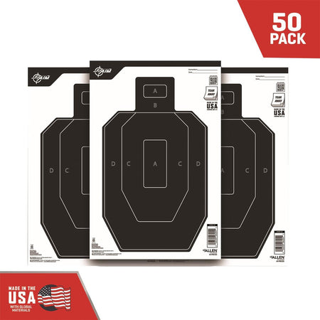 Allen EZ Aim Paper IPSC 1/2 Size Target 12x18 Black and White 50/ct