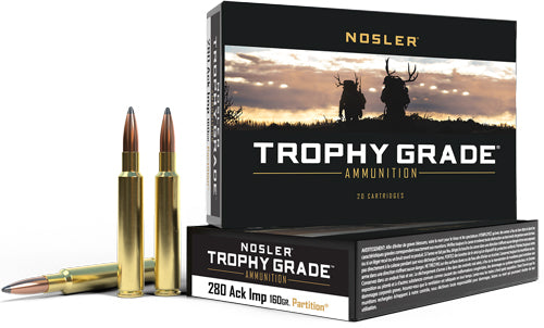 Nosler .280 Ackley Trophy Grade 160gr Spitzer Partition Ammo