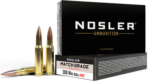 Nosler 60054 Match Custom Competition Jacketed Hollow Point 168 Grain .308 Win / 7.62x51mm