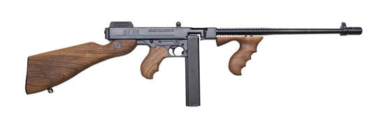 Thompson T5 1927A-1 Lightweight Deluxe 45 ACP Caliber with 16.50" Barrel, 20+1 Capacity (Stick), Blued Metal Finish, Walnut Wood Stock Grip Right Hand