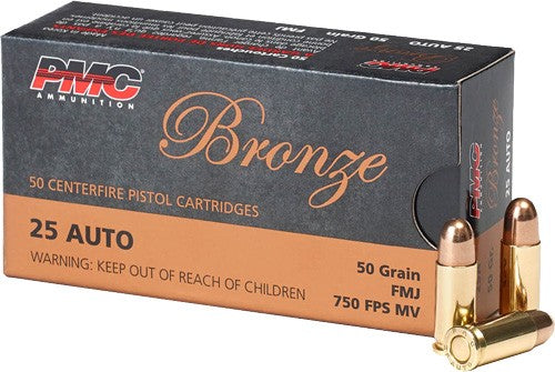 PMC .25 ACP Bronze 50gr FMJ Ammo