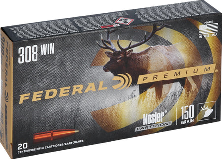 Federal P308S Premium Nosler Partition 150 Grain .308 Win / 7.62x51mm 2840 fps
