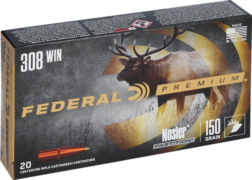 Federal P308S Premium Nosler Partition 150 Grain .308 Win / 7.62x51mm 2840 fps